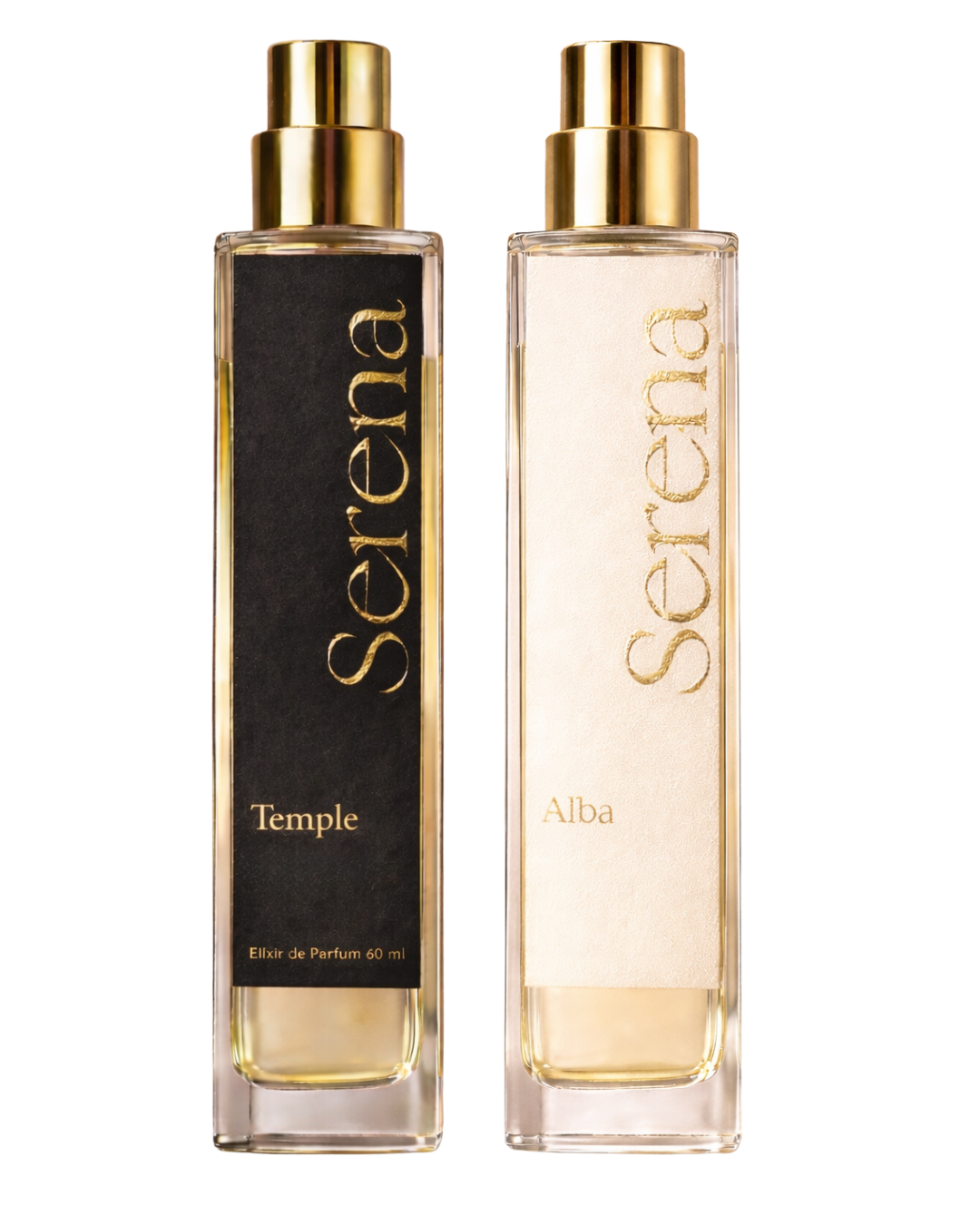Dúo Signature Serena – Temple & Alba | Sauvage Elixir de Parfum de Dior + Miss Dior Elixir de Parfum 2021 de Chanel