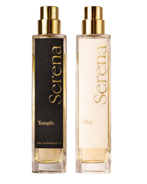 Dúo Signature Serena – Temple & Alba | Sauvage Elixir de Parfum de Dior + Miss Dior Elixir de Parfum 2021 de Chanel